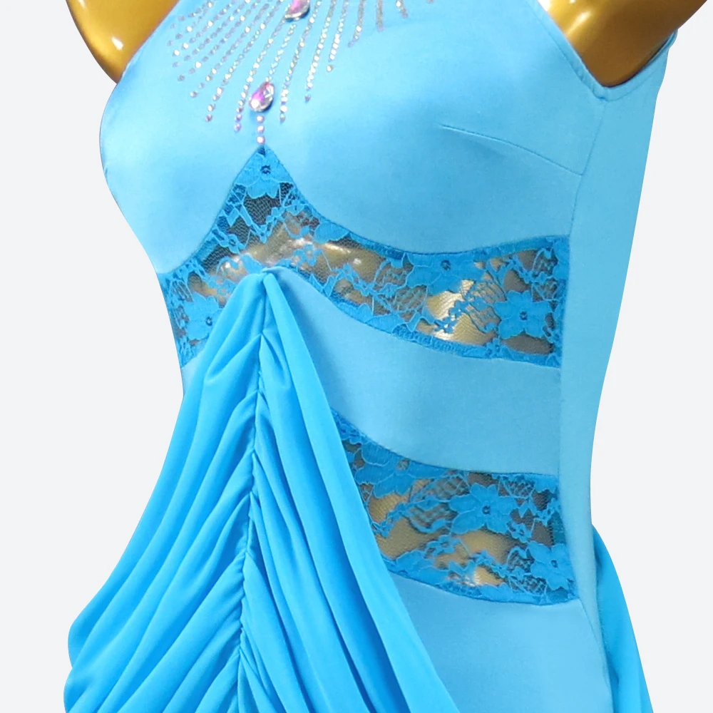 2024 Nieuwe Lijn Dans Kostuum Vrouwen Blauw Pak Latin Wear Kleding Avondjurk 2024 Prom Sexy Party Outfits Meisjes partijen Jumpsuit