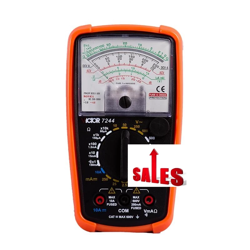 YITENSEN OR VICTOR 7244 Handheld Manual Range Analog Multimeter Tester AC DC 500V 10A With dB Dry Battery Measurement