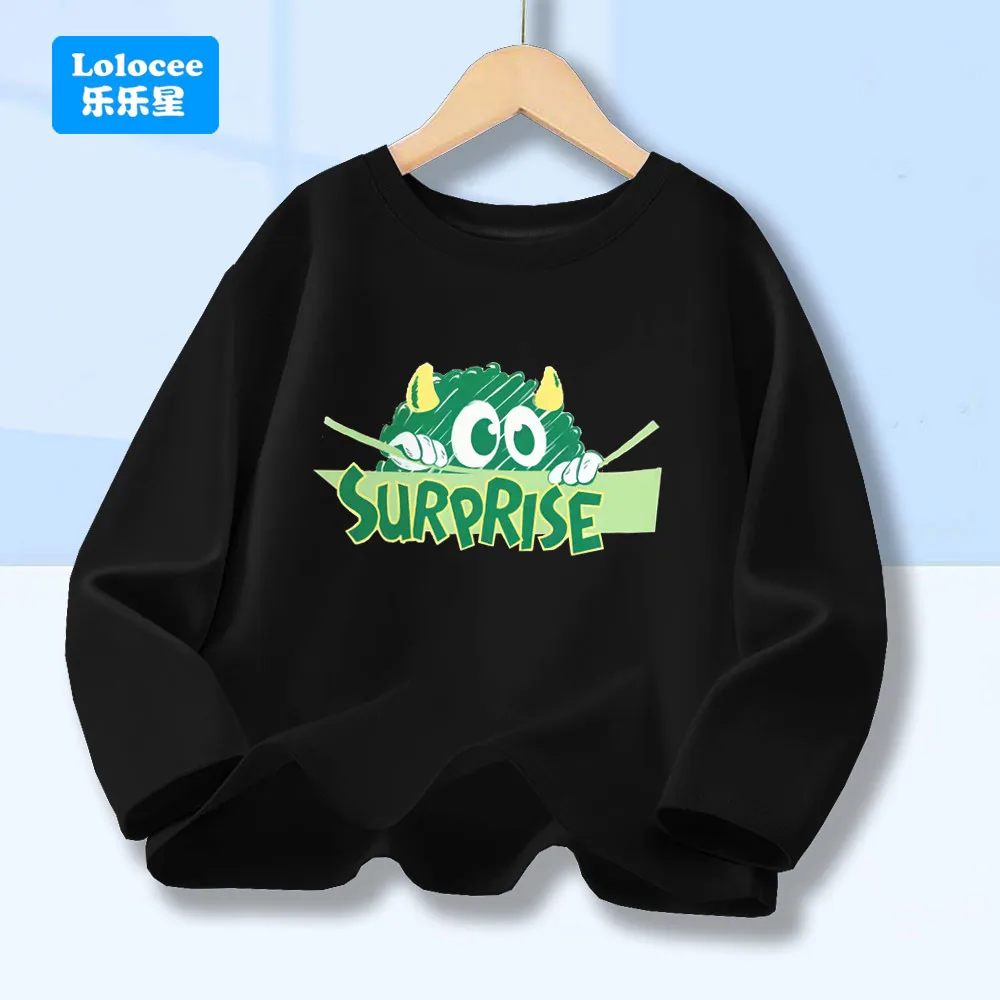 

Kids Cartoon Funny Suprise Monster Graphic Children T-Shirt Long Sleeve Spring Fall Clothes Casual Round Neck Boys Tops GSJX1
