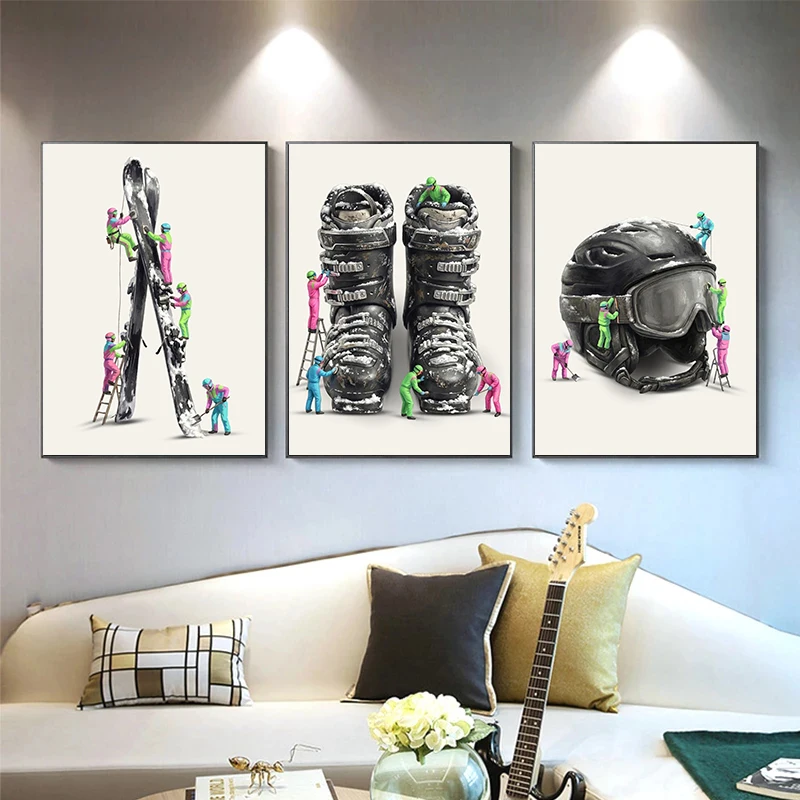 Funny Winter Après Ski Snow Sports Poster Alpine Bar Cheese Fondue Modern Prints Canvas Painting Wall Pictures Home Room Decor