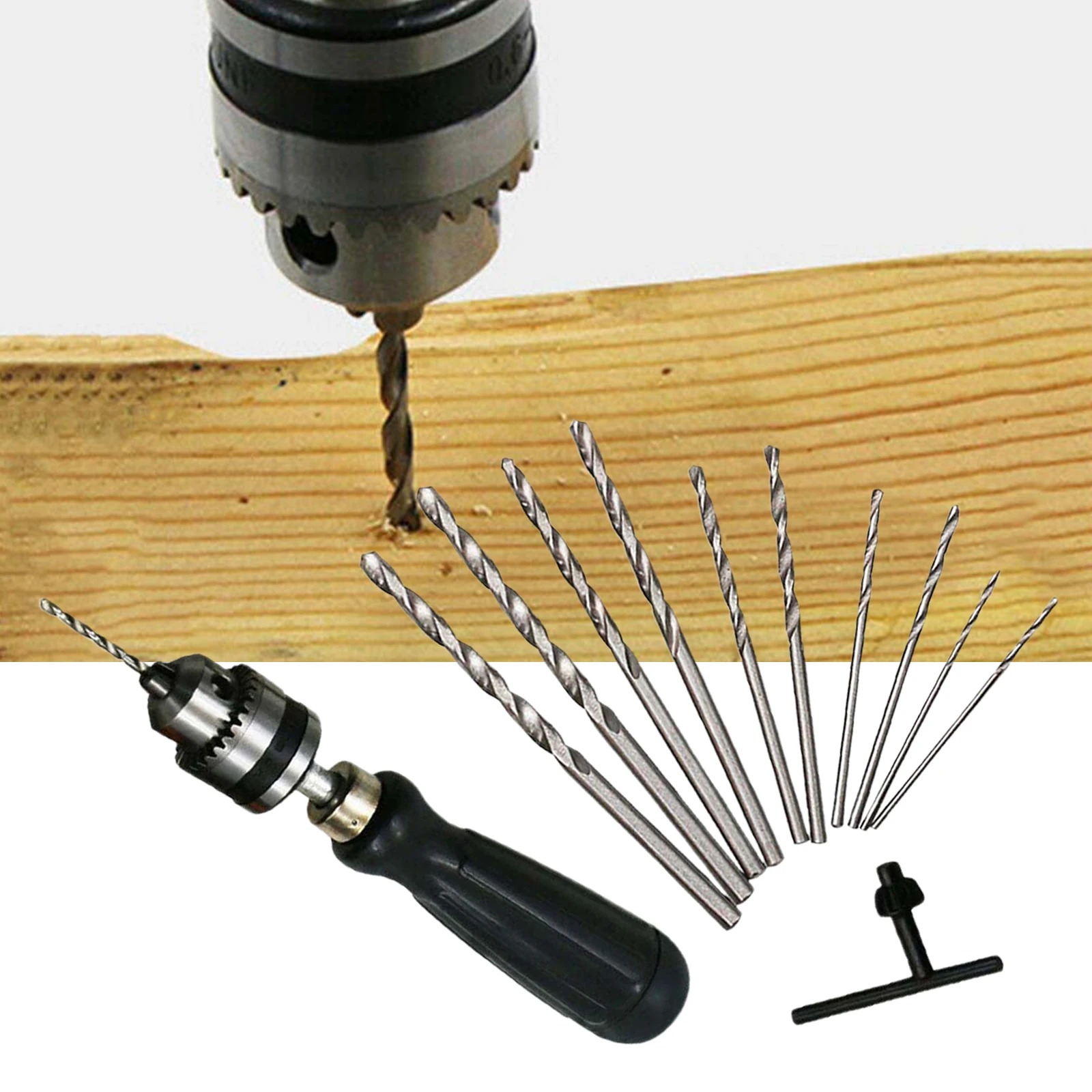 Small Chuck 0.6-6mm Hand-Drill For DIY Craft Keyless Chuck For PCB Wood Plastic Metal Model Making With Drill-Bits Set