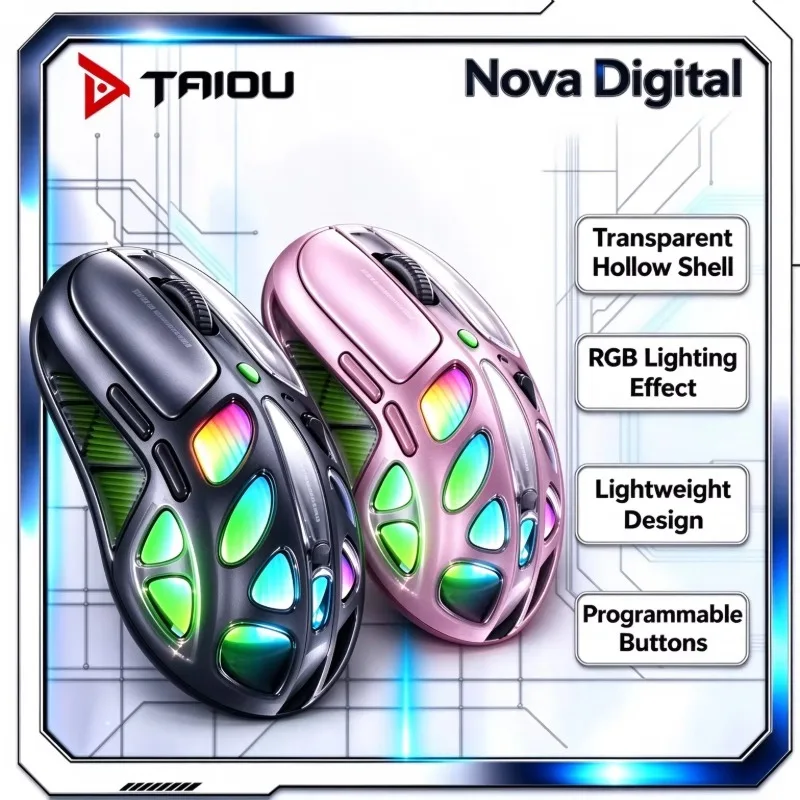 TAIDU TSG909 Gaming Mouse Magnesium Alloy Hollow RGB Wireless For PC Laptop Gamer Daily Use Home Office Travel Gym Sports