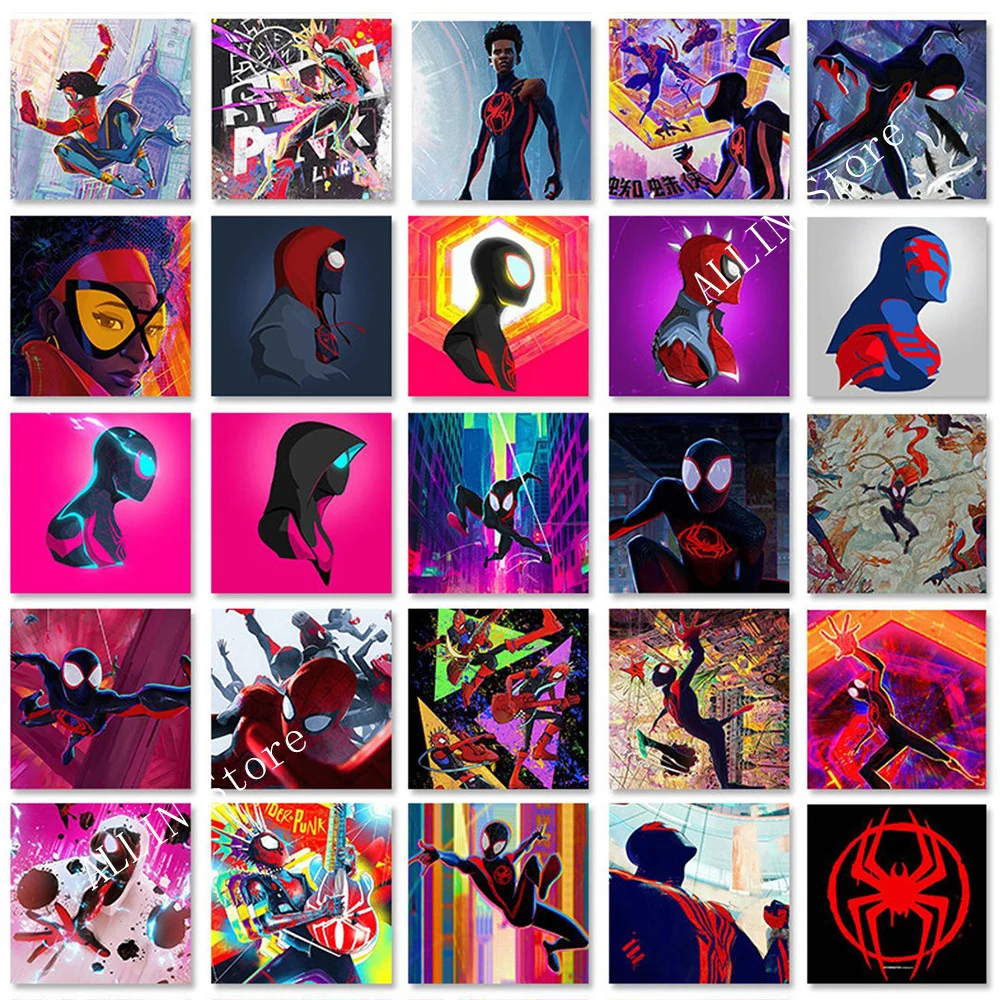 10/20/40/80pcs Disney Marvel Spiderman Stickers for Kids Cartoon Decals Cool DIY Laptop Car Across the Spider-Verse Sticker Toys