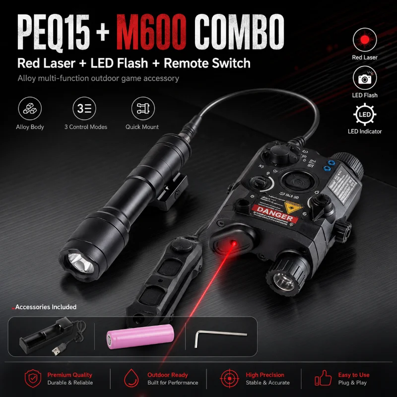 20mm Rail Mount PEQ15 Alloy Light Indicator Multimode Adjustable Lighting Accessory for Hobby Model Decoration