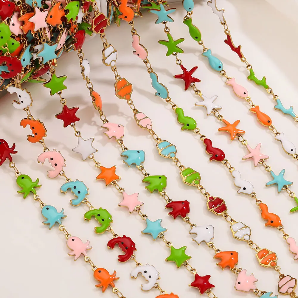 

1 Meter Gold-Plated Enamel Stainless Steel Chain DIY Jewelry Making Cable Chain for Jewelry Necklaces Bracelets Accessories