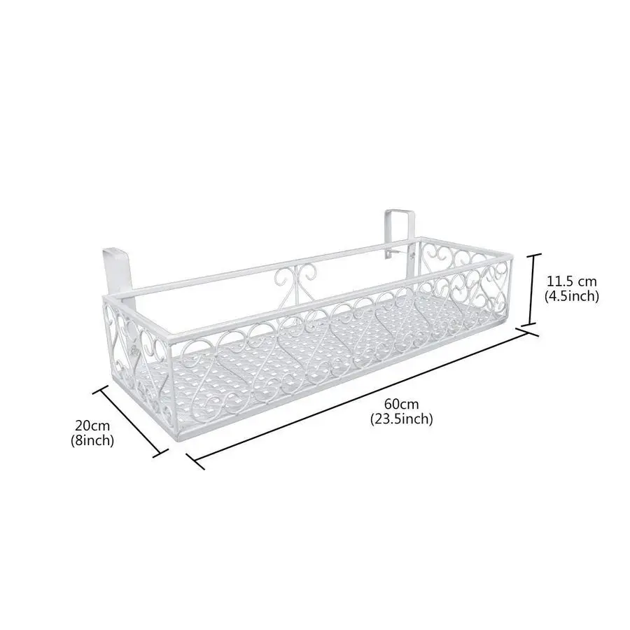 

Large Hanging Plant Holder Railing Shelf, Metal Fence Planters with Hooks Flower Bucket for Balcony Outdoor Garden Window Porch