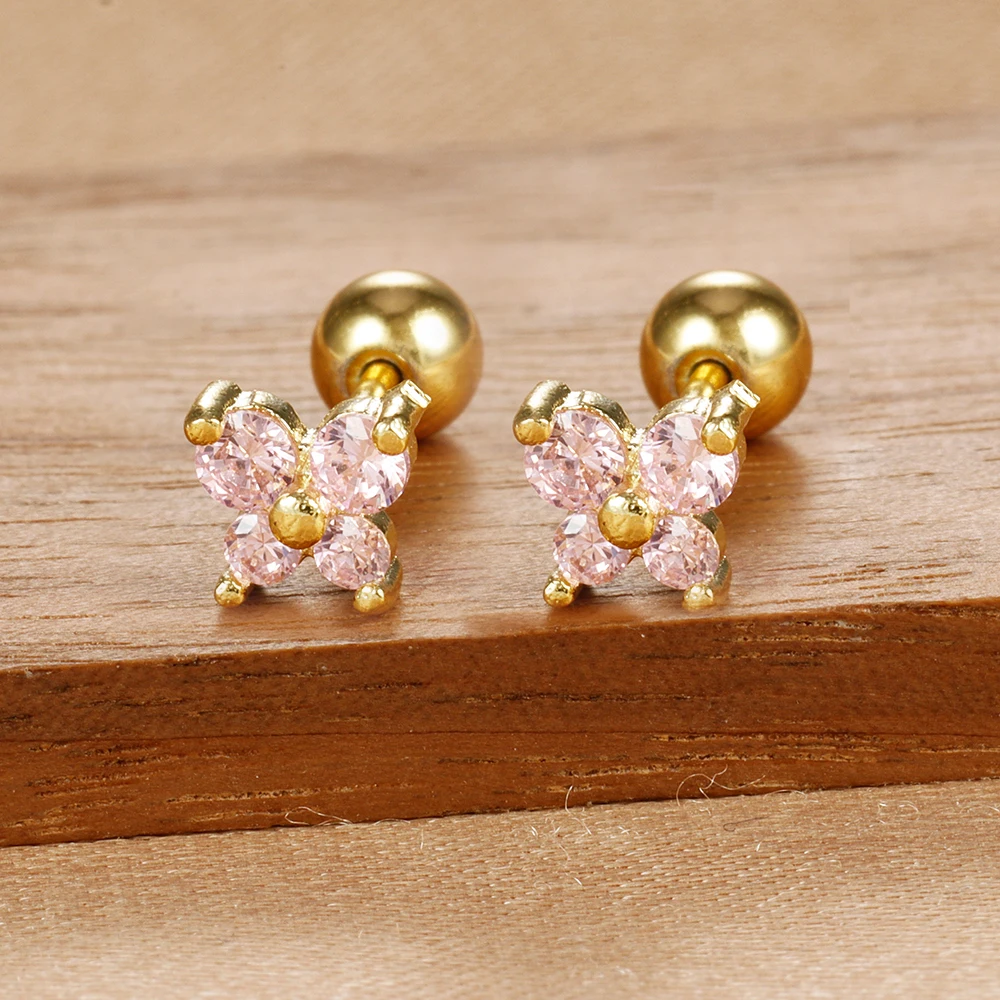 2 szt. Motyl CZ cyrkon Minimalne kolczyki do piercingu Tiny ze stali nierdzewnej Helix Tragus chrząstka stadniny kolczyk gorąca biżuteria aretes — zdjęcie 7