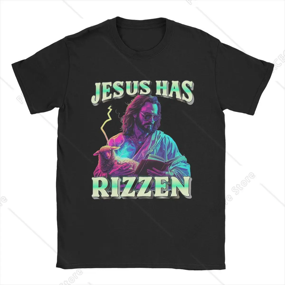 Jesus Has Rizzen Funny Sarcastic Shirt Apparel for Men Women Pure Cotton Fashion Christian Christ T-shirt Short Sleeve Tops