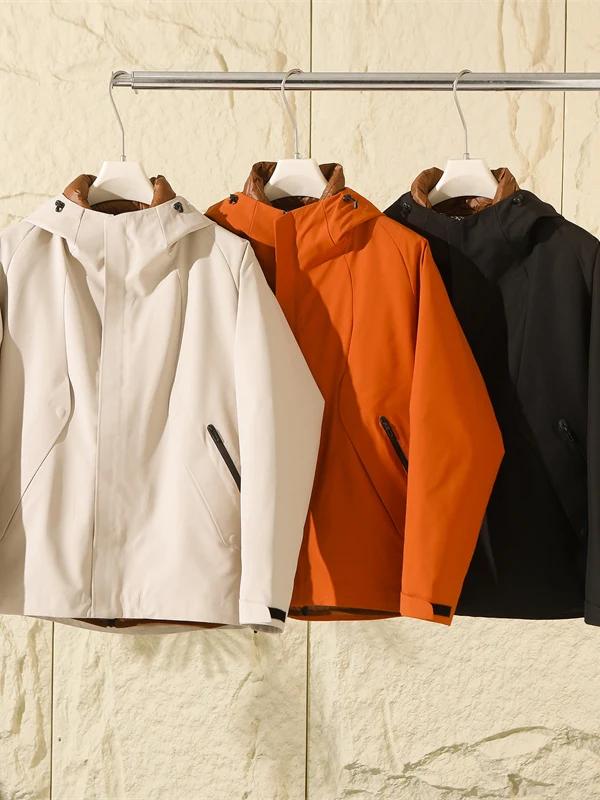 

Мужская уличная куртка-пуховик с капюшоном, трансформируемая, осенне-зимняя, теплая, ветрозащитная, стандартного кроя, на молнии, с длинными рукавами