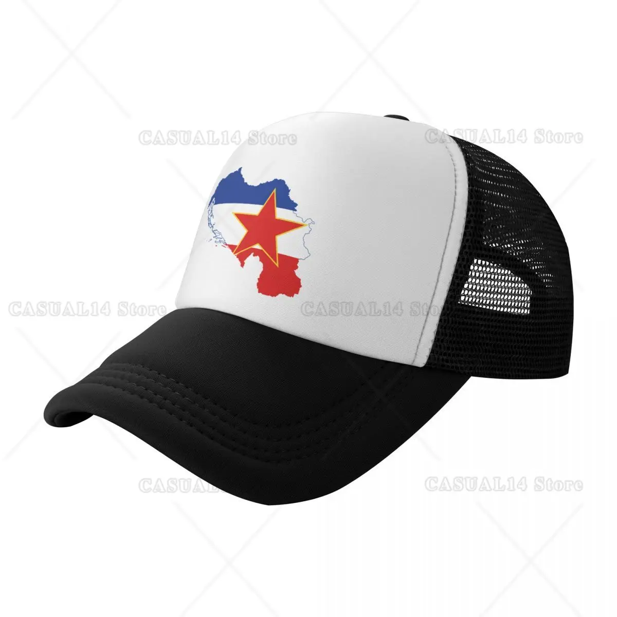 Yugoslavia Flag Map Baseball Cap Men Women Breathable Trucker Hat Sun Protection Snapback Caps