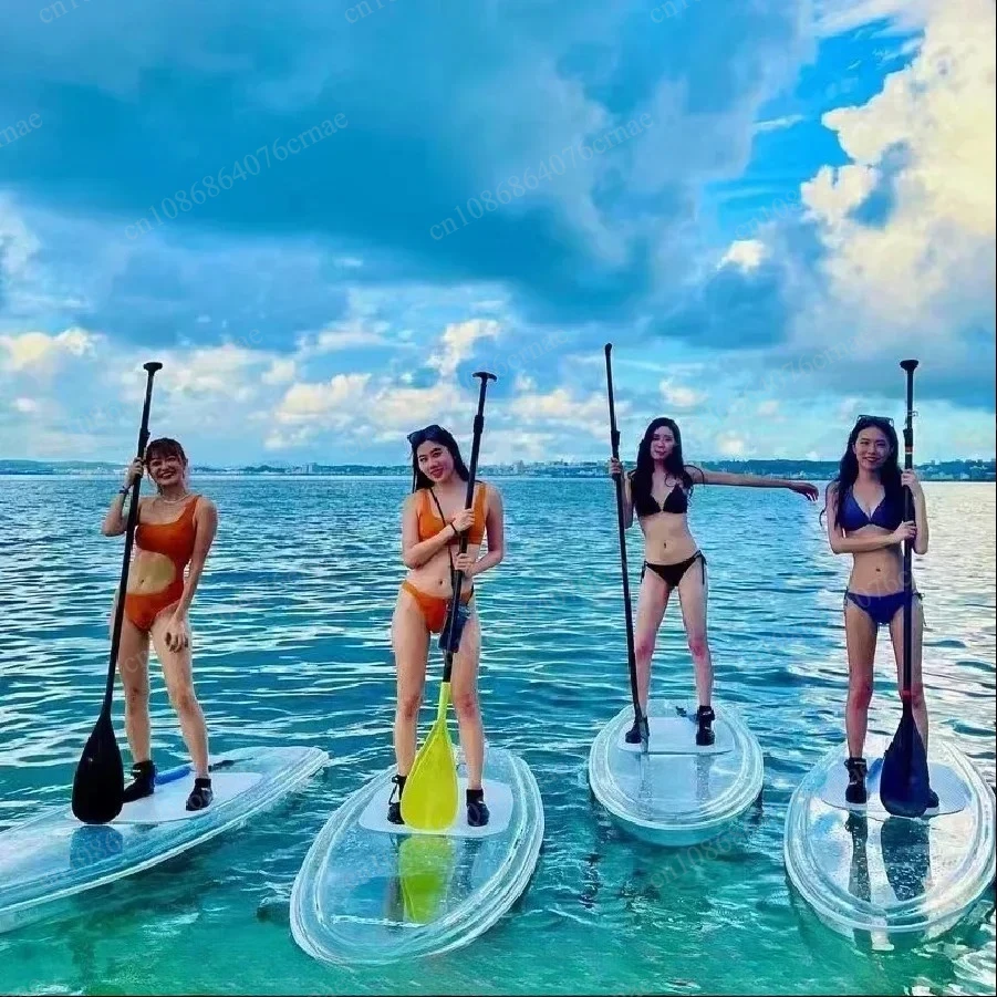 Transparent sea sport stand up water rowing clear Surfing SUP paddle board Ocean board crystal PC