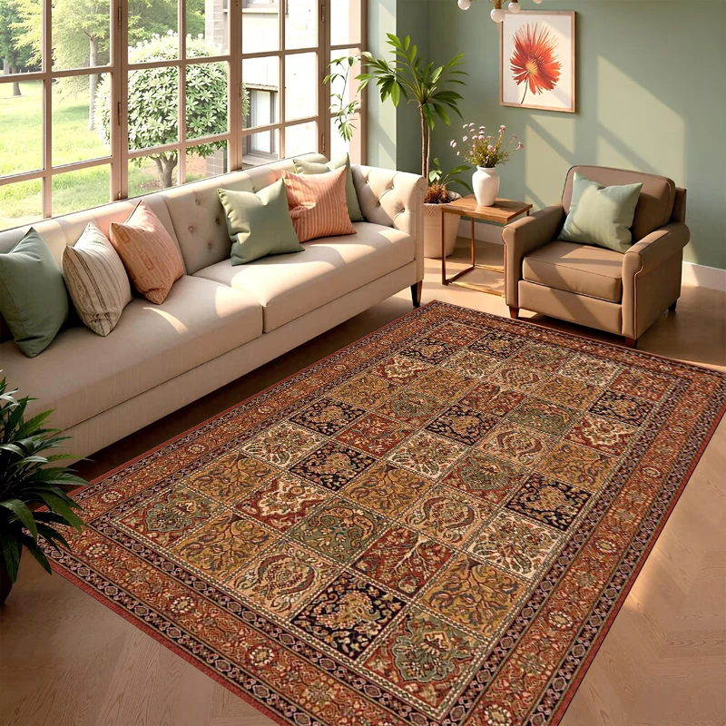 Vintage Patchwork Area Rug Traditional Persian Style Print NonSlip Floor Mat for Living Room Bedroom Farmhouse Home Decor