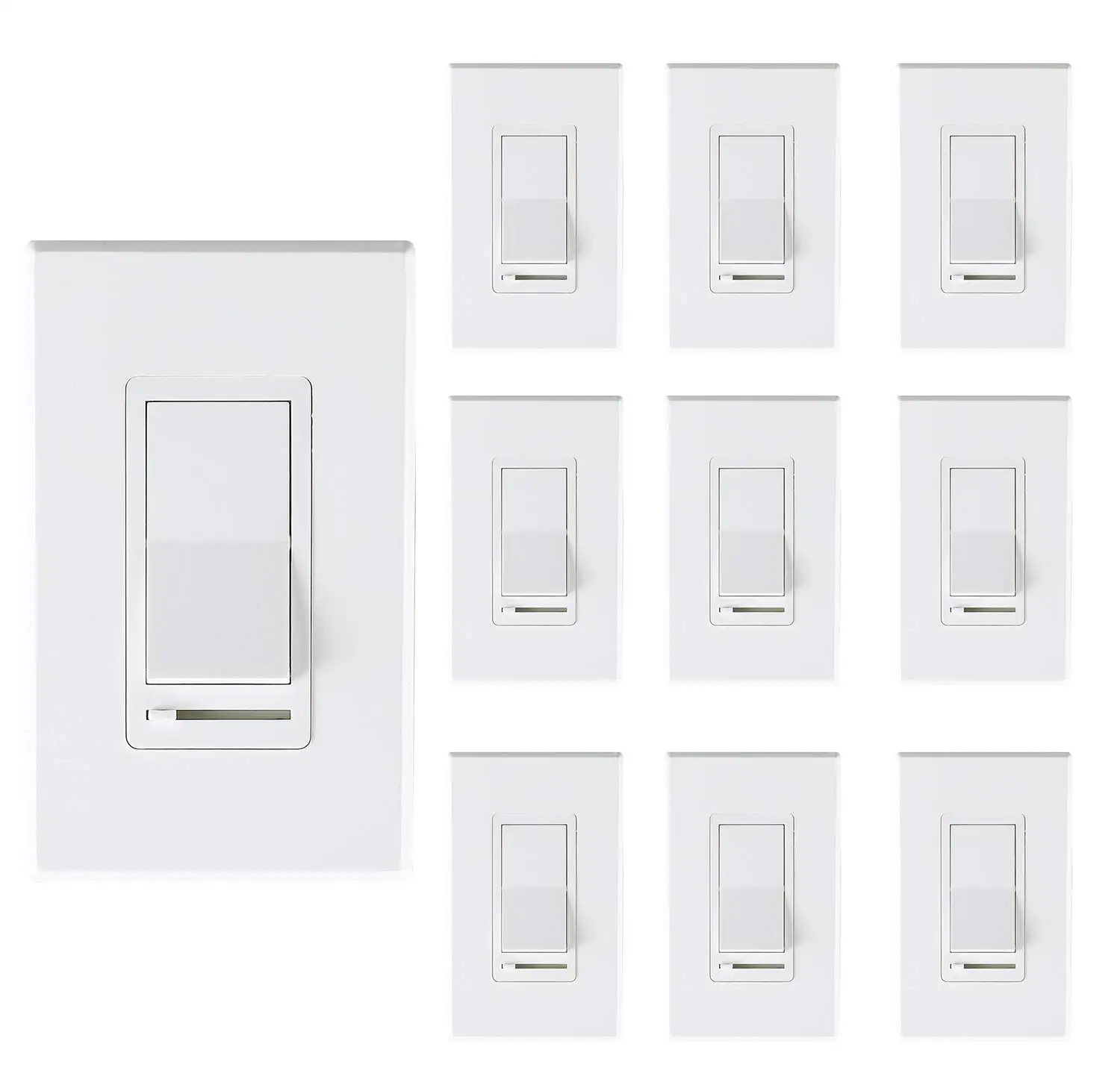 [10 Pack] Cloudy Bay 3-Way/Single Pole Dimmer Electrical Light Switch For 150W Led/Cfl, 600W Incandescent/Halogen,Wall Plate