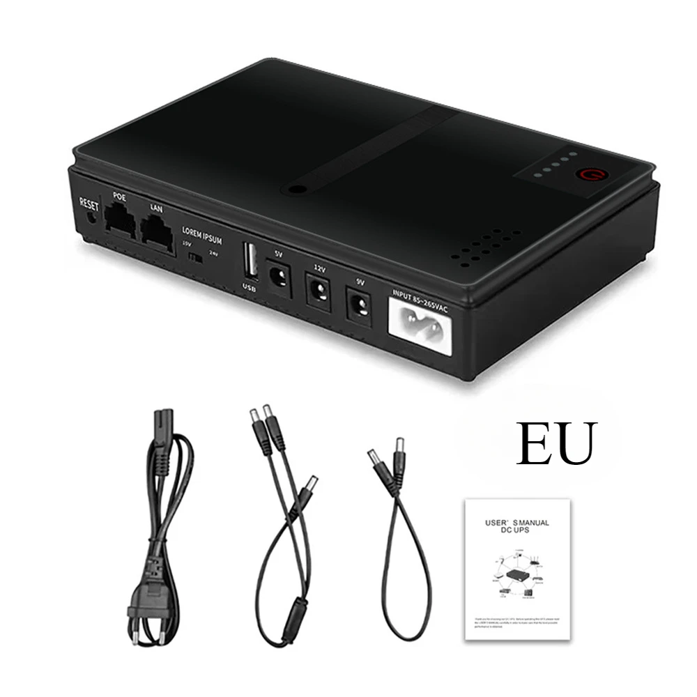 18W DC UPS Batterie Backup 10400MAH 5V 9V 12V Tragbare Netzteil Für Router Schalter Telefon DC1018P Unterbrechungsfreie Stromversorgung