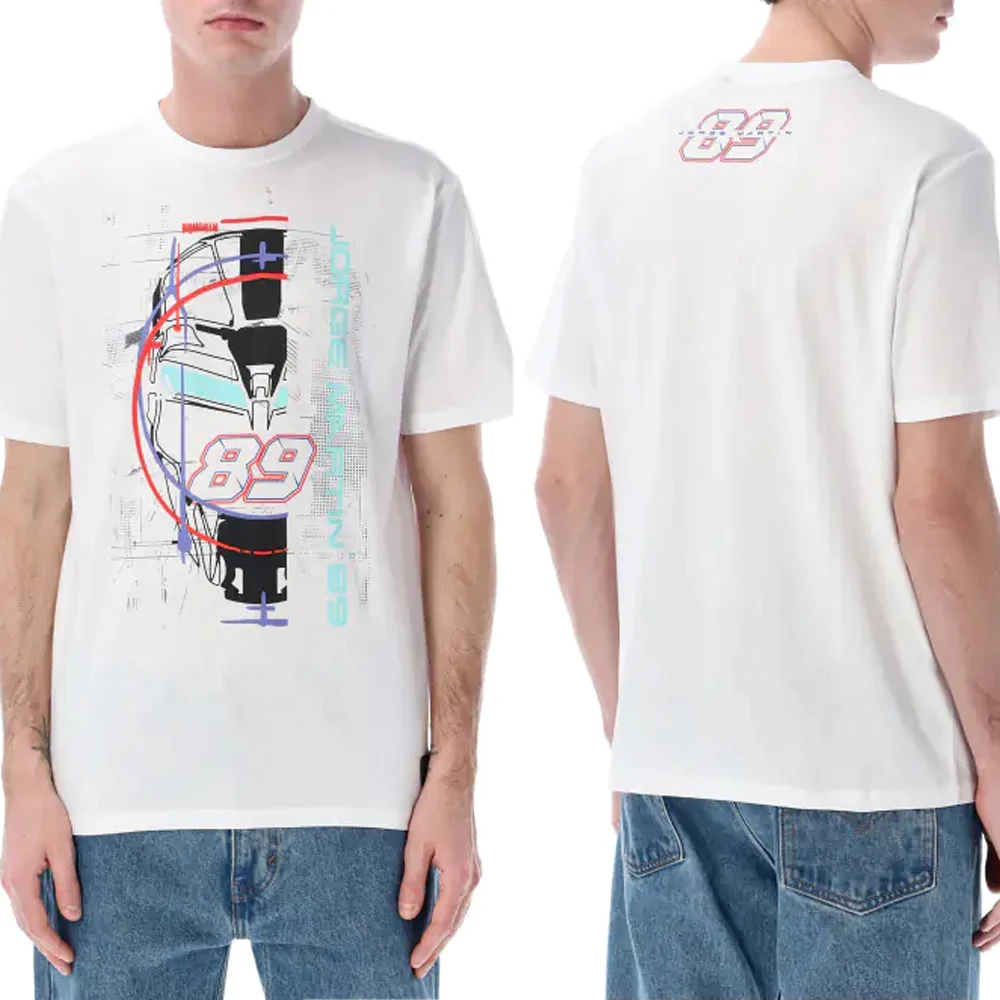 

Martin 89 Moto White T-Shirt Mens Rider Graphic Motorbike Casual Short Sleeve Motorcycle Tee Tops For Moto Fans