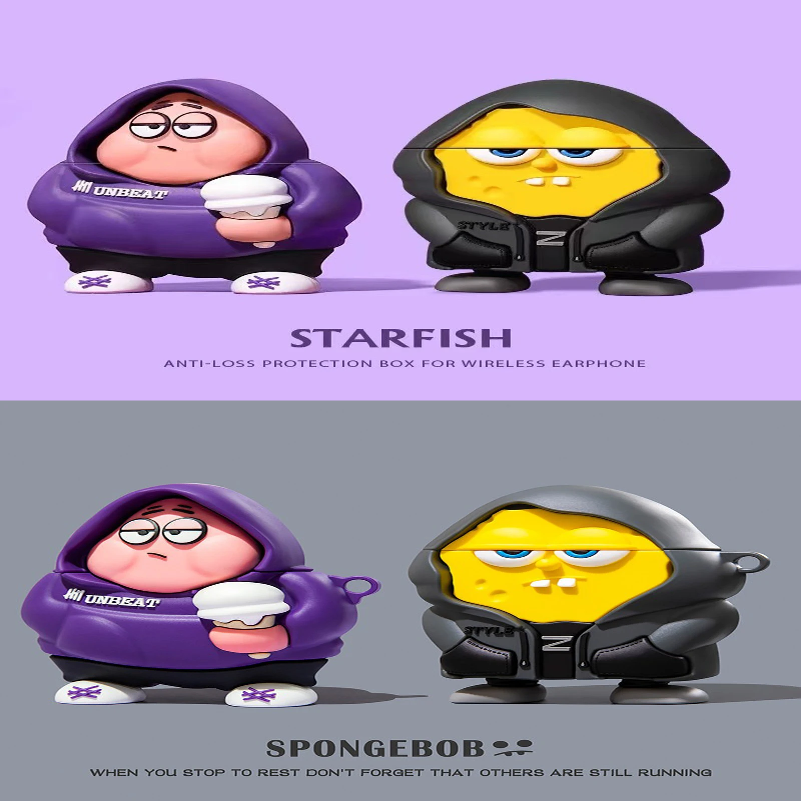 For AirPods Pro 3 Case Cute 3D Cartoon SpongeBob Patrick Sta