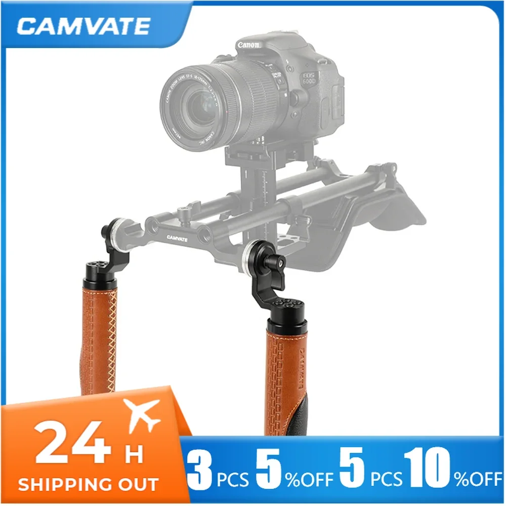 

CAMVATE Leather Camera Handle With ARRI Rosette Mount For Camera Shoulder Support Rig Extension Arm Rod Clamp Arri Accessories