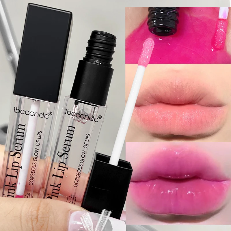 Brillo labial que cambia de Color, Bálsamo hidratante de gelatina, aceite cristalino Rosa transparente, Reduce las líneas de los labios, ilumina los labios, cuidado de los labios, cosméticos