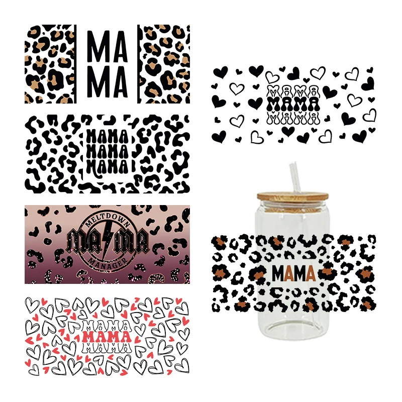 MAMA Design UV DTF Sticker for 16oz Cup Wrap Transfer Sticker Custom Label DIY Logo Self adhesive D8547