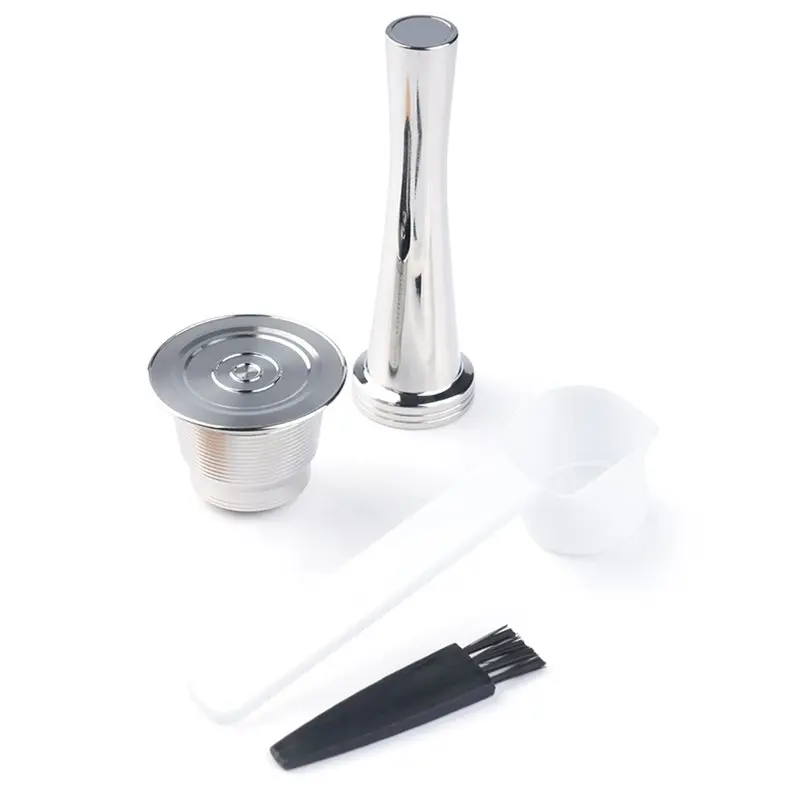 Stainless Steel Reusable Coffee Capsule Pods Single Hole Refillable For Nespresso Coffee Filter Cup Tamper Espresso