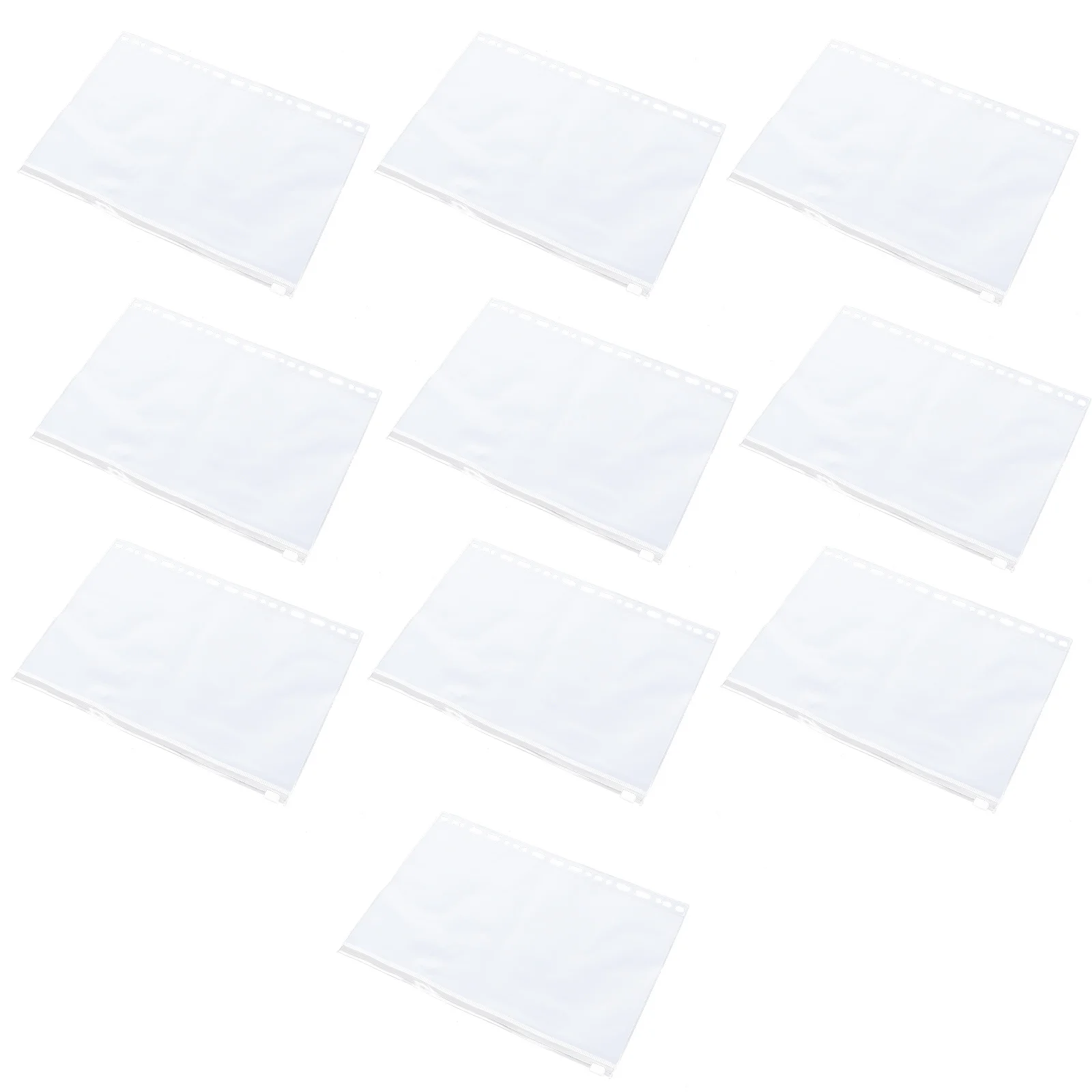 

10Pcs Binder Zipper Pocket Clear PVC Transparent Storage Bag Loose Leaf Card Holder Ticket Organizer Loose-Leaf Pockets