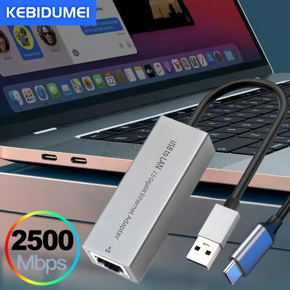 

Ethernet-адаптер 2500 Мбит/с, 2,5G, тип C, сетевая карта USB 3.0 к RJ45, проводной Ethernet-гигабитный адаптер, концентратор Lan Card для MacBook iPad