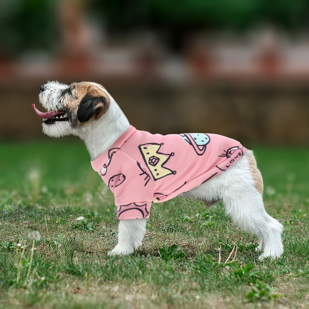 

Pet Clothing Warm Winter Apparel for Small Dogs Pink Polyester Comfortable Cartoon Pattern Easy Clean Suitable Photos Parties