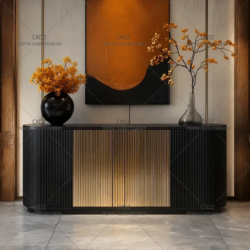 Italian Minimalist Dining Side Cabinet High End Living Room Engraved Decorated Wall Unit Simple Locker Entrance Storage