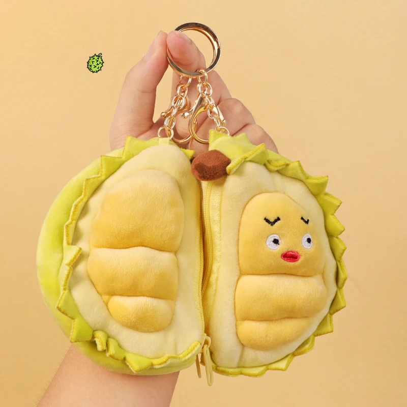 Creative Fruit Thailand Durian Plush Coin Purse Cartoon Cute Summer Fruit Plush Portable Coin Purse Children's Birthday Gifts