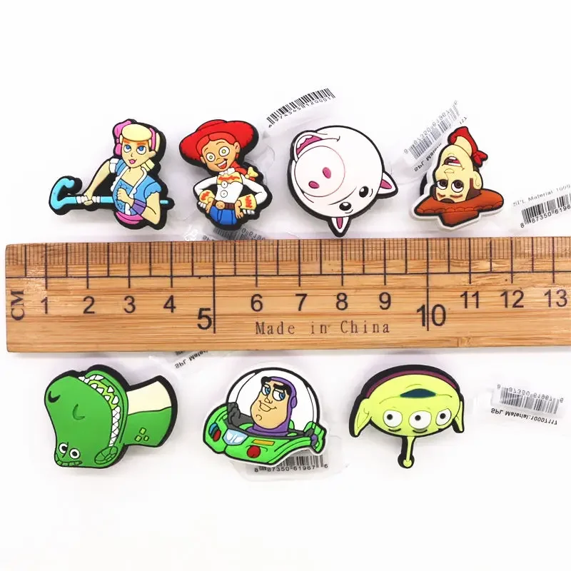 1pcs Pack Cartoon Movie Toy Story Shoe Charms Woody Buzz Aliens Jessie Rex PVC Clog Pin Designer Upper Decorations for Kids Gift