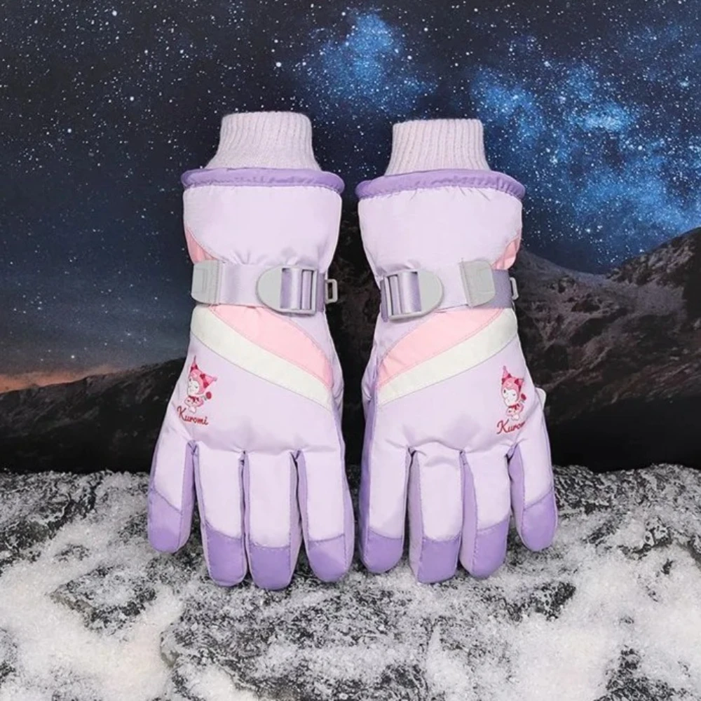 قفازات سانريو السميكة للطقس البارد للأطفال، قفازات شتوية دافئة مقاومة للرياح، ضرورية للعب الثلج، هدية شتوية للأطفال