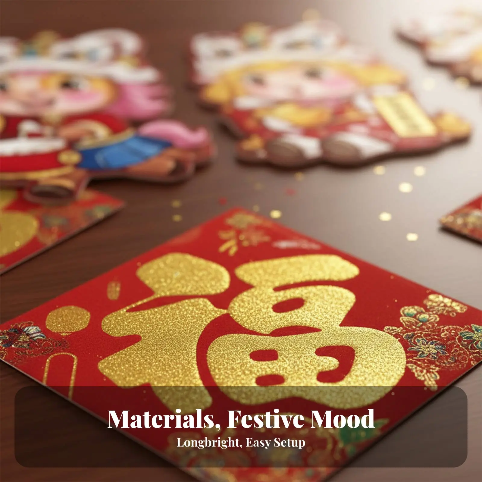 

Year of the Horse 2026 Spring Festival Decor Pack, Gold Foil Couplets, Flocking, Auspicious Blessing, New Year Wall Art