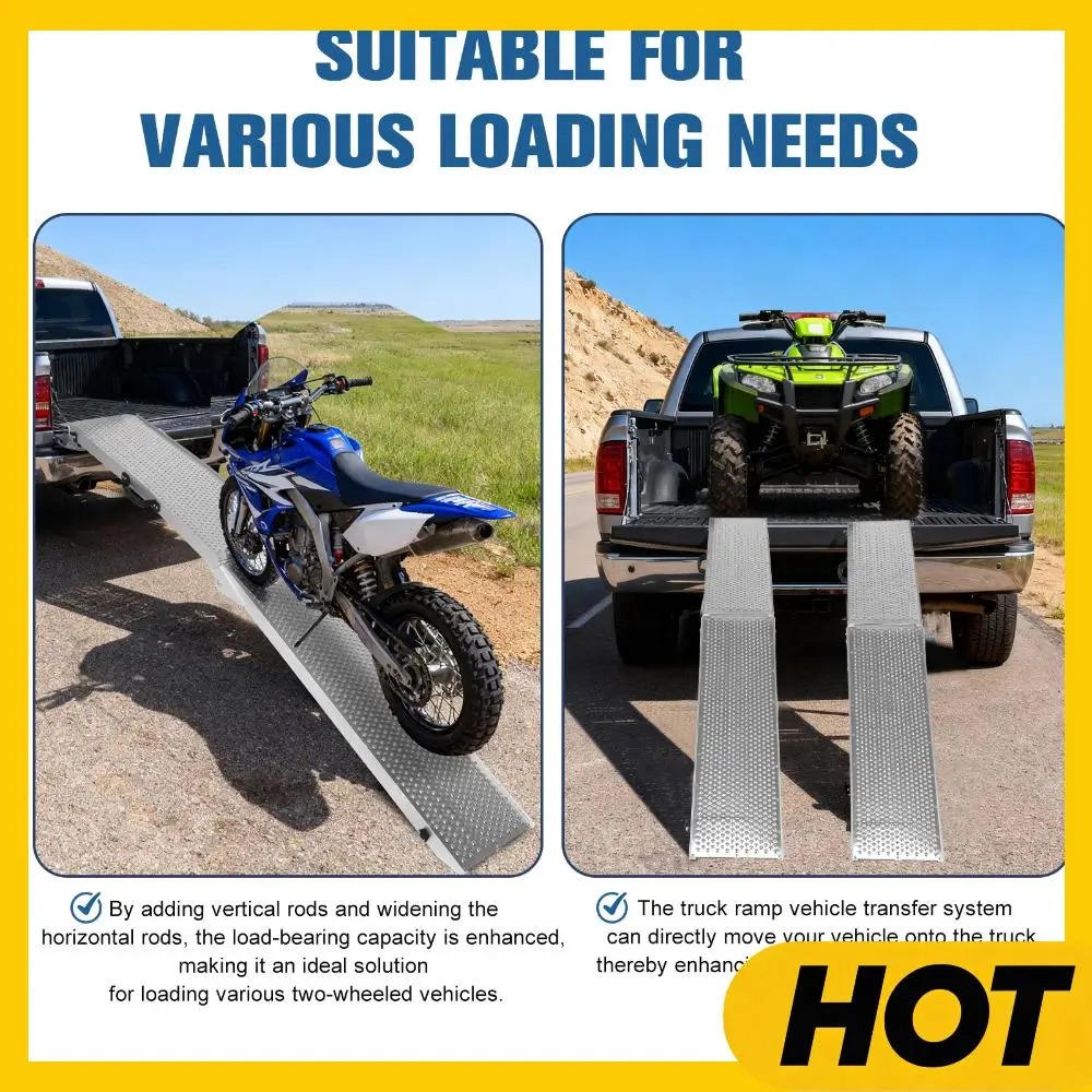 

2Pcs 85inch Aluminum Folding Loading Ramps with Handle Foldable Truck Loading Ramps for Motorcycles Lawn Mowers UTVs and More