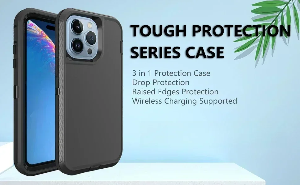 Robuste 3-in-1-Schutzhülle in Militärqualität für iPhone 18 17 Pro Max 16 15 14 13 12 11, Sturzsicherer Original Defender-Schutz – Detail 1
