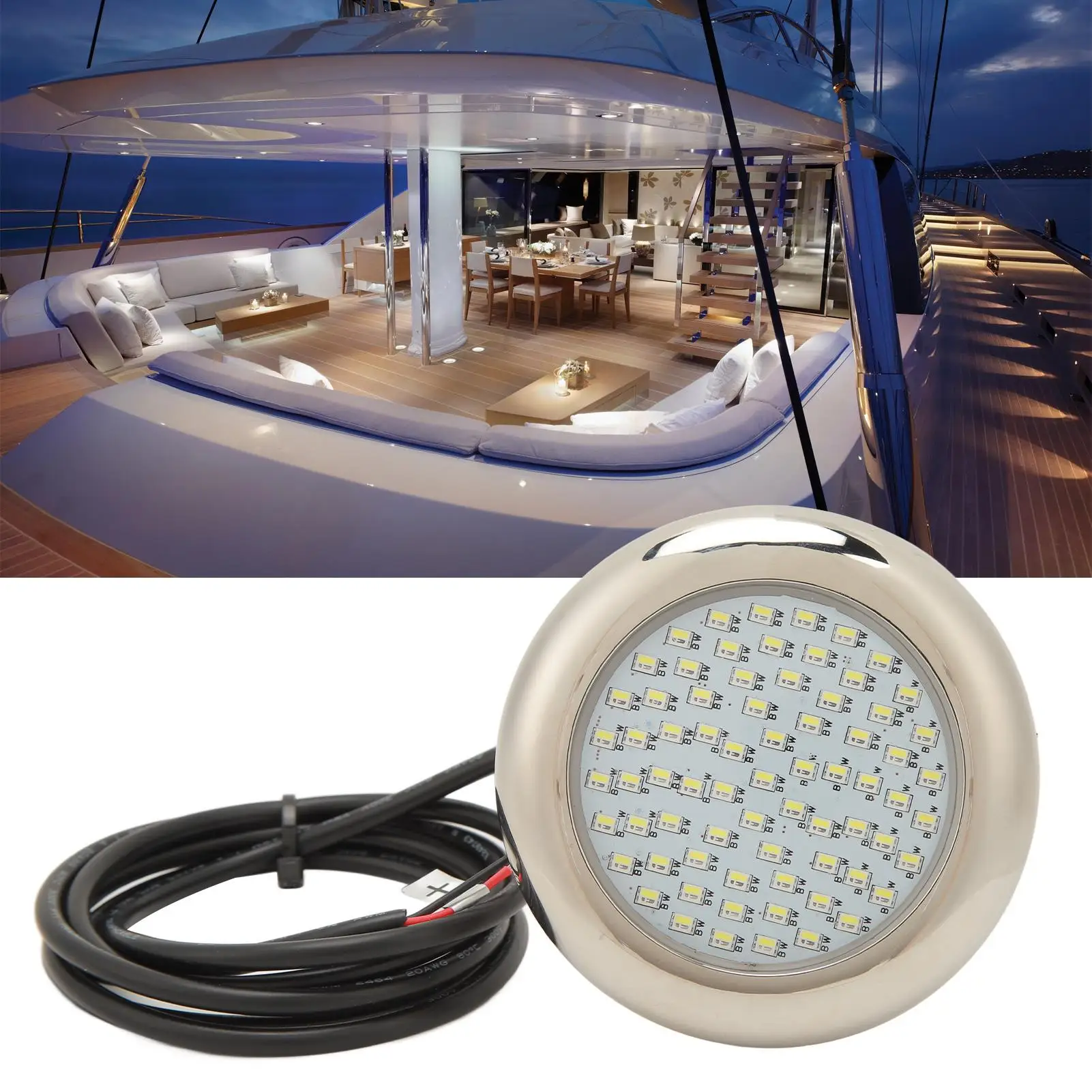 السباحة لضوء حمام السباحة 135 ° زاوية 1.5 متر طول الكابل IP68 مقاومة للماء ومتينة لتوفير الطاقة للضوء البحري تحت الماء تيار مستمر 12 فولت #6