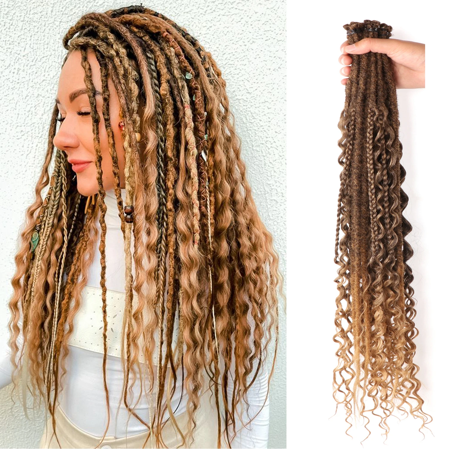 Dansama Full Set Synthetic Dreadlock Extensions Box Braids Three in one mixed Dreads Reggae Hair Hip-Hop Style For Women