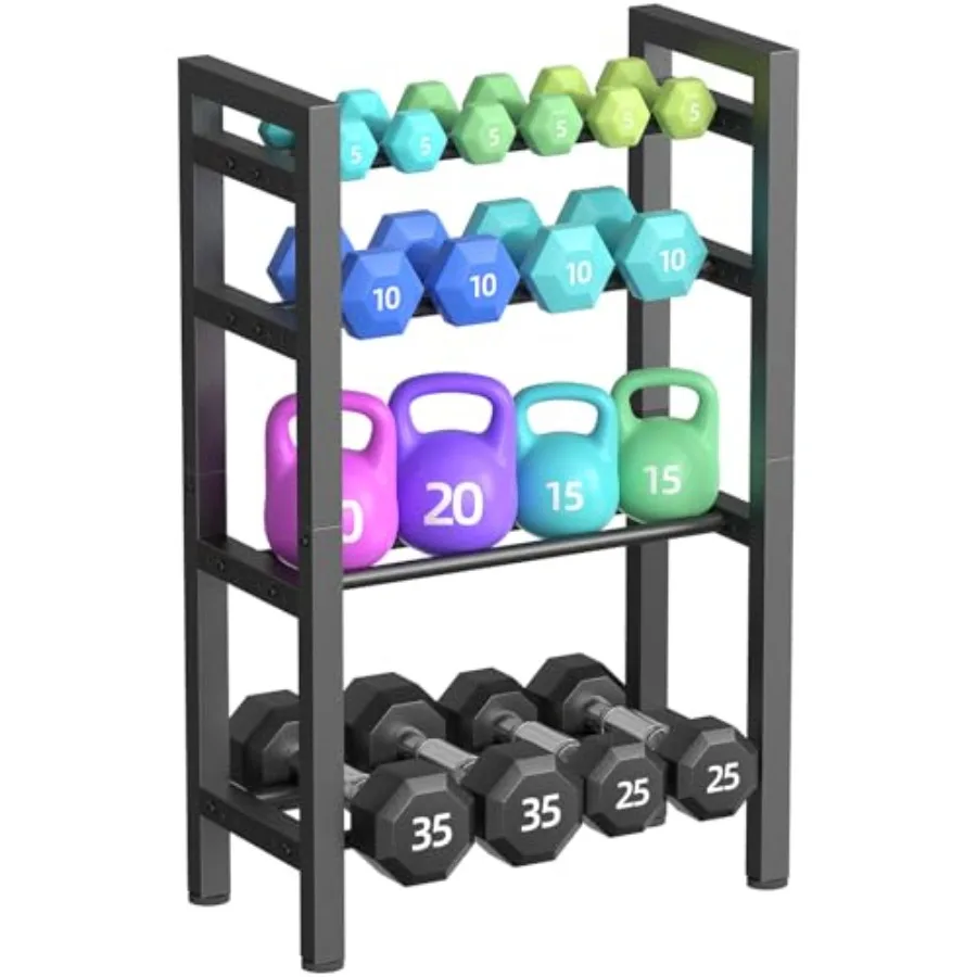 

4 Tier Dumbbell RackAdjustable Weight Rack for Home Gym Heavy Duty Weight Stand 800LBS Capacity Kettlebells Storage Workout Equ