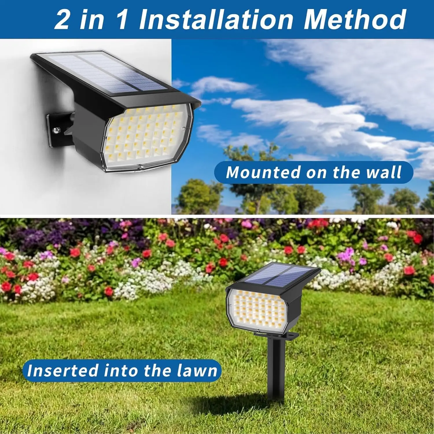 12 Pack Outdoor Solar Spot Lights, Waterproof IP65, 46 LEDs with 3 Modes for Garden Pathway Yard