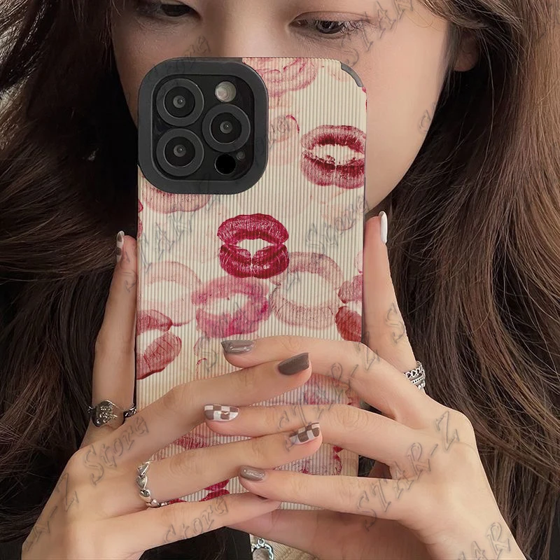 Fashion Gothic Style Sexy Lips Kisses Phone Case for IPhone 15 14 12 11 13 Pro Max 14Plus Mini 7 8 Plus X XS Max XR Back Cover