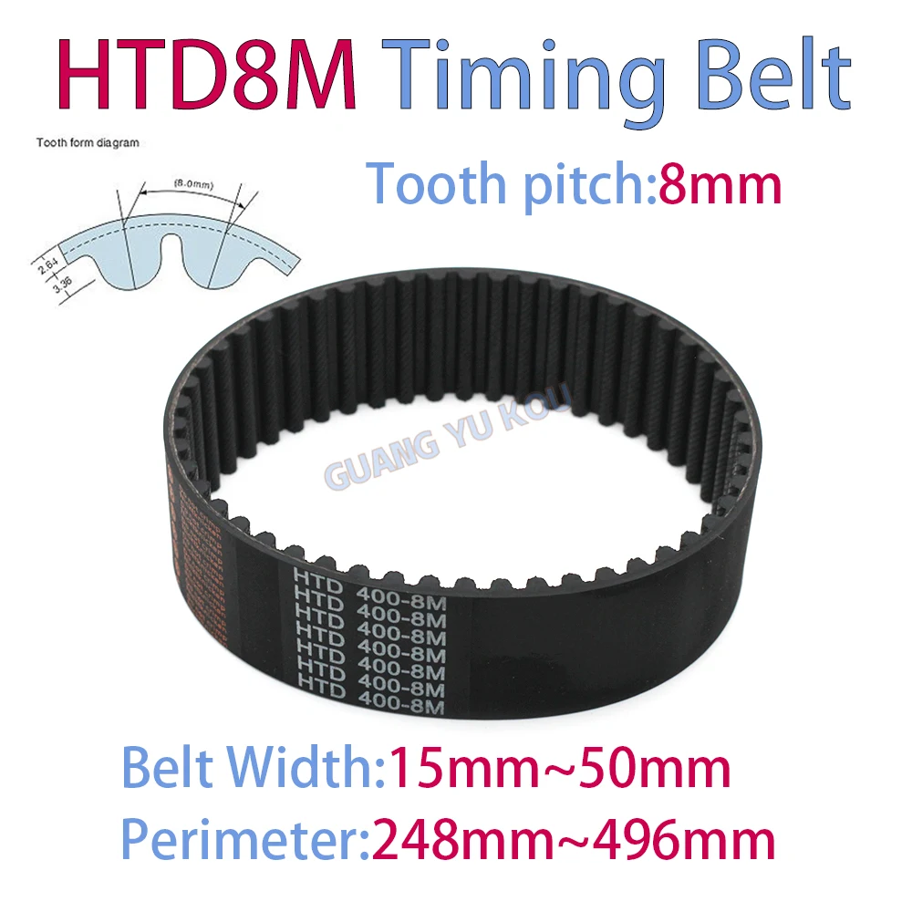 

HTD8M Rubber Timing Belt Width15-50mm Length 8M248 256 264 272 280 288 296 304 312 320 328 336 344 352 360 368 376 384 392~496mm