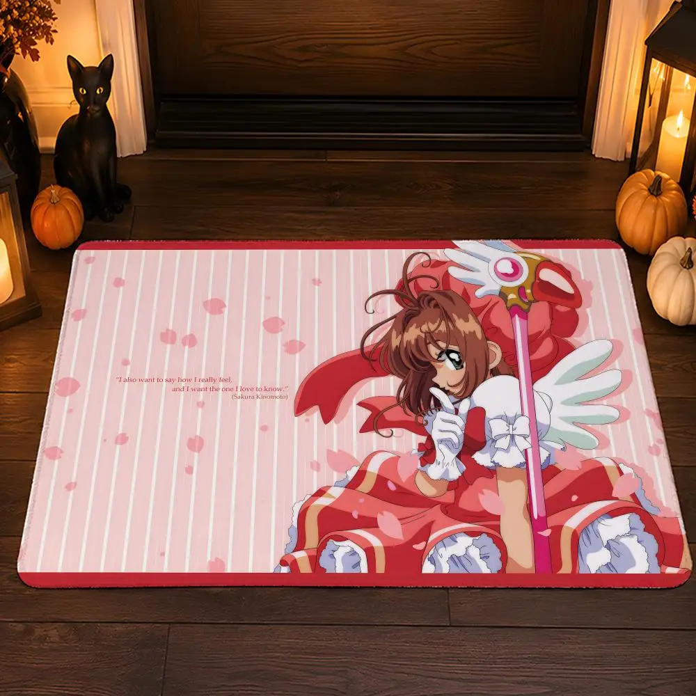 Anime C-Cardcaptor S-Sakura Floor Mat Flannel Rug Soft Non Slip Washable Door Mat For Bathroom Bedroom Kitchen Home Decor