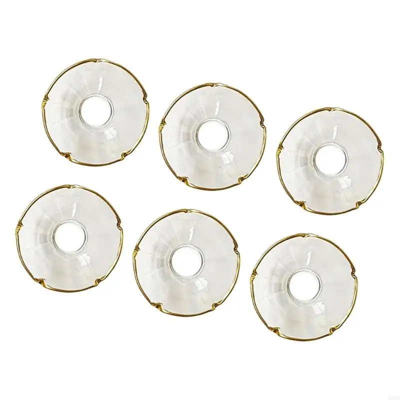 Packung mit 6 eleganten goldbesetzten Glas-Bobeches für Kerzenständer, Kerzenwachs-Fänger, Ringe für Heimdekorationen und Tisch – Detail 10