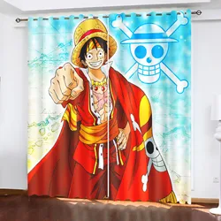 Monkey D Luffy Pirate Curtain Cartoon Window 100% Polyester Punch Holes Shade Kids Bedroom Room Curtains Home Multiple Sizes