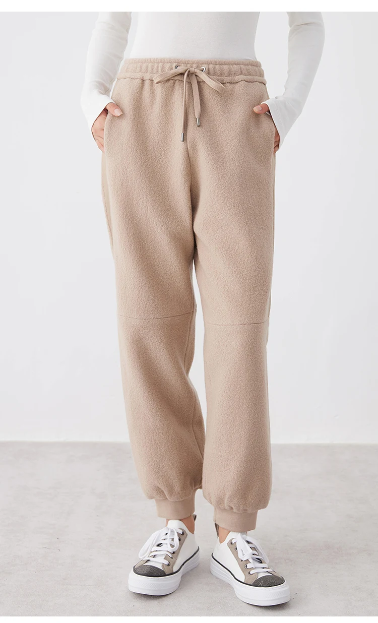 K2639W Hochwertige Damenbekleidung Luxusmarke Lässige Hosen Herbst und Winter Dicke 100% Wollhosen – Detail 9