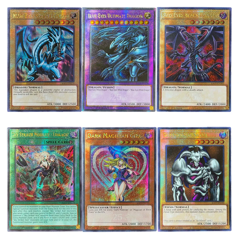YuGiOh! proxy Cards Quarter Century Secret Rare QCScR Quarter Century Bonanza series Dark Magician Girl Blue-Eyes White Dragon