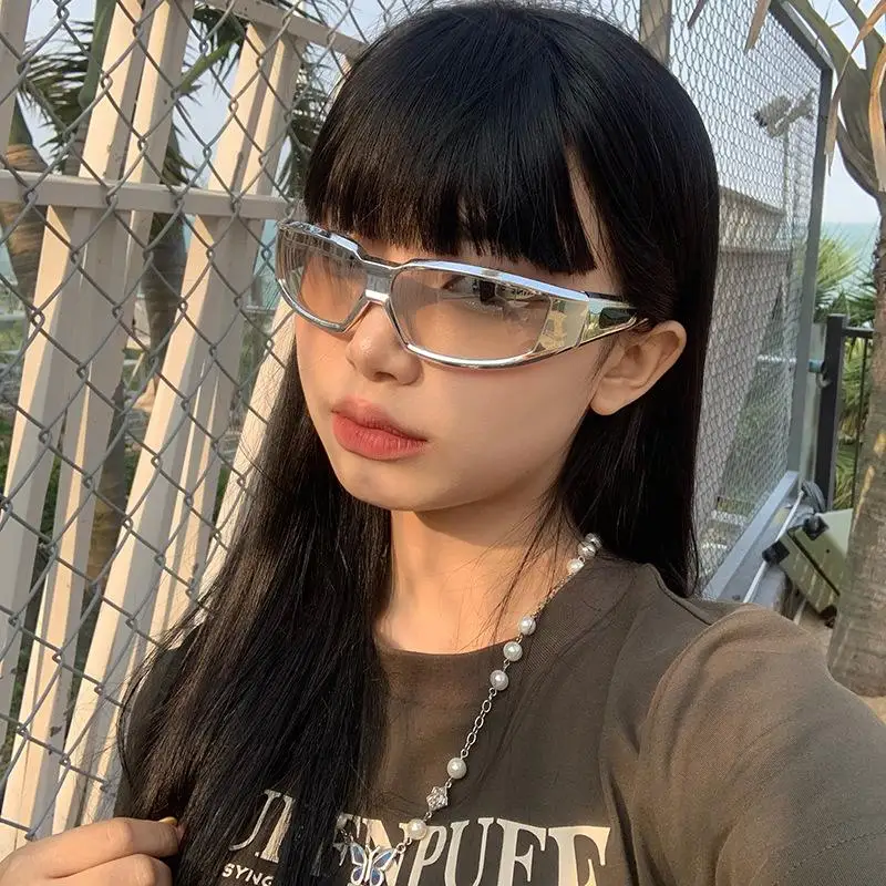 (BF06)Punk Y2K Sunglasses Women Goggle Light Luxury Retro Wrap Square Sun Glasses Shades Eyewear Female Woman Accessories