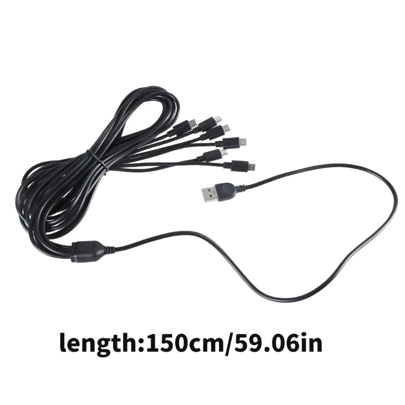 Convenient Multi Port Charging Cord Splitter Cable with 6 USB 5Pin Output Connectors for LED Light Fan Headphones Dropship