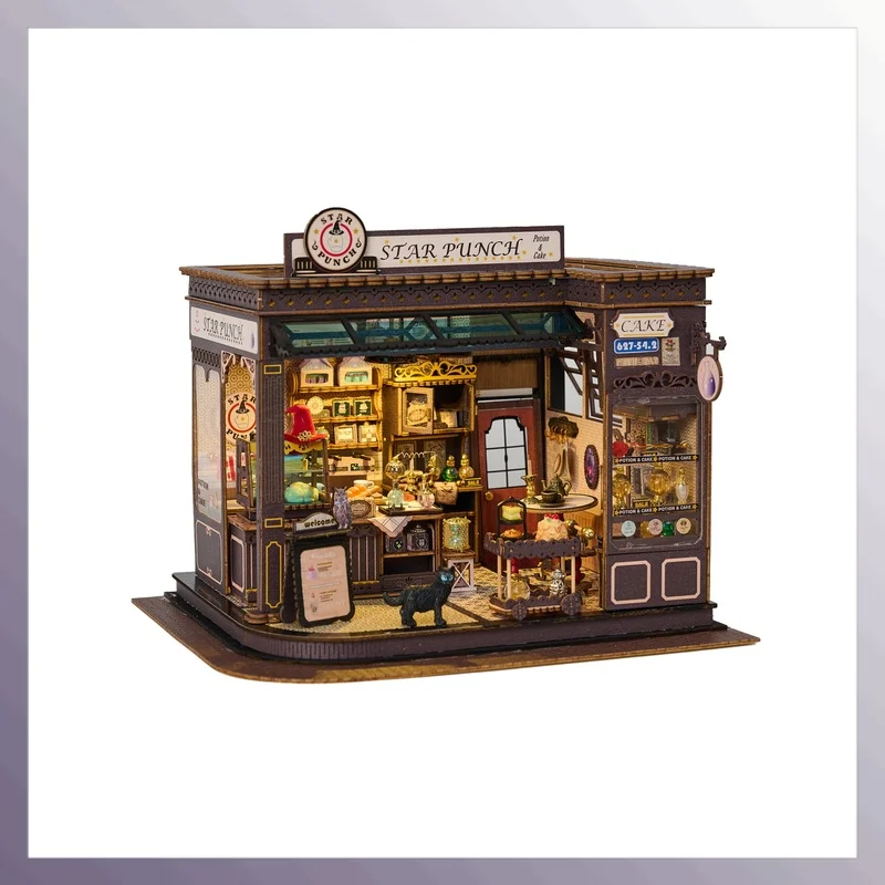 

Diy Wooden Vintage Magic Coffee Shop Doll Houses Miniature Model Kit Casa Dollhouse With Furniture For Friends Birthday Gifts