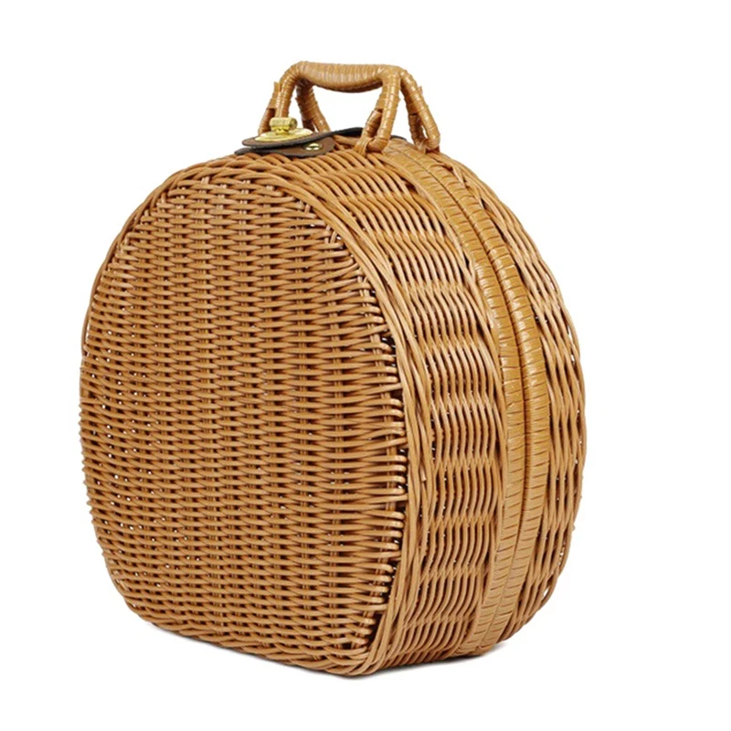 

Round Rattan Suitcase Basket Rattan Storage Box Suitcase Wicker Storage Box With Handles