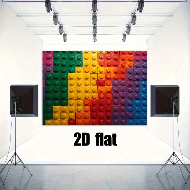 لافتة حفلات - خلفية من الطوب المتشابك بنمط كتلة، ترتيب جو عيد الميلاد المزخرف بالبوليستر